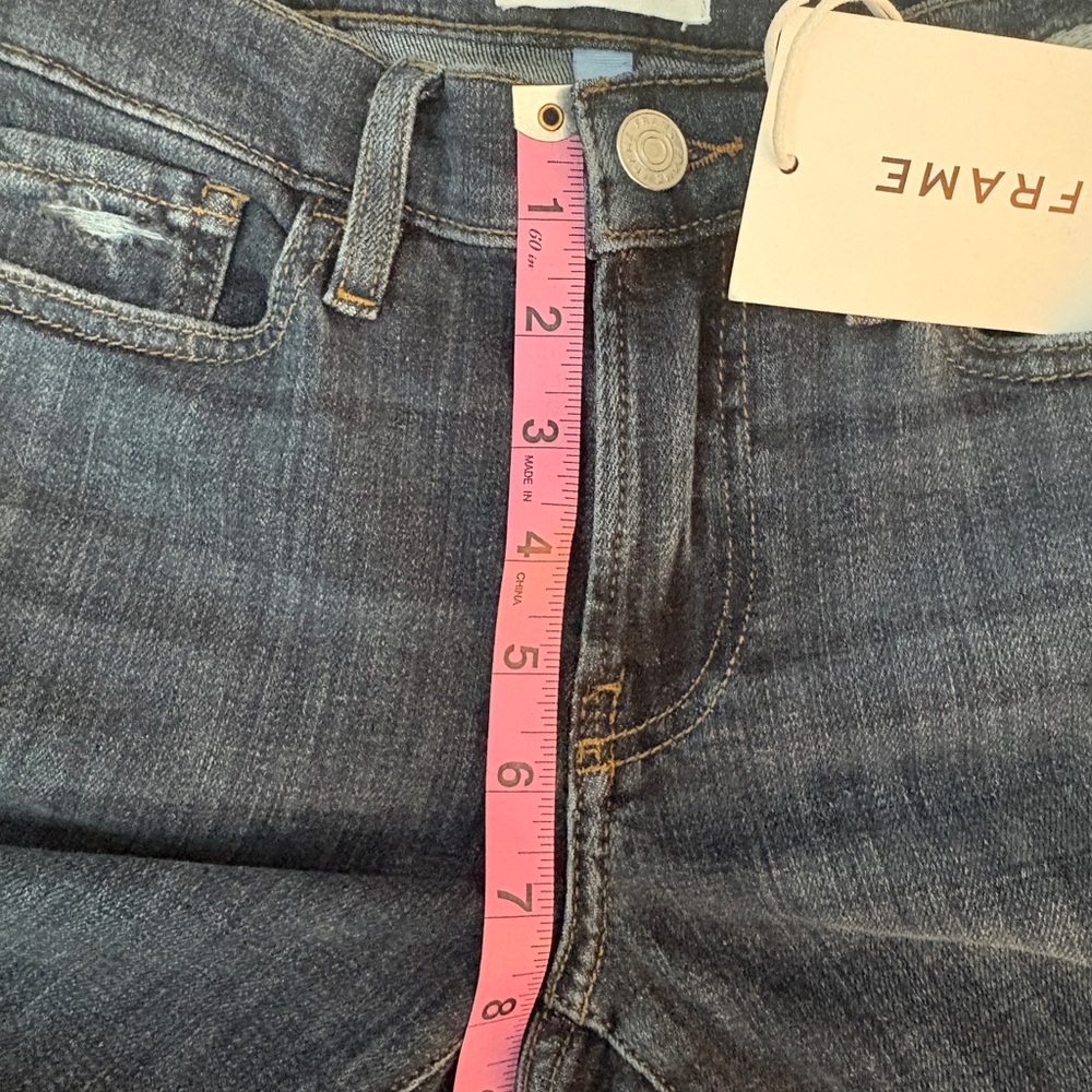 New with tags! Frame denim Le Garcon,  Dark Blue Distressed Crop Jeans